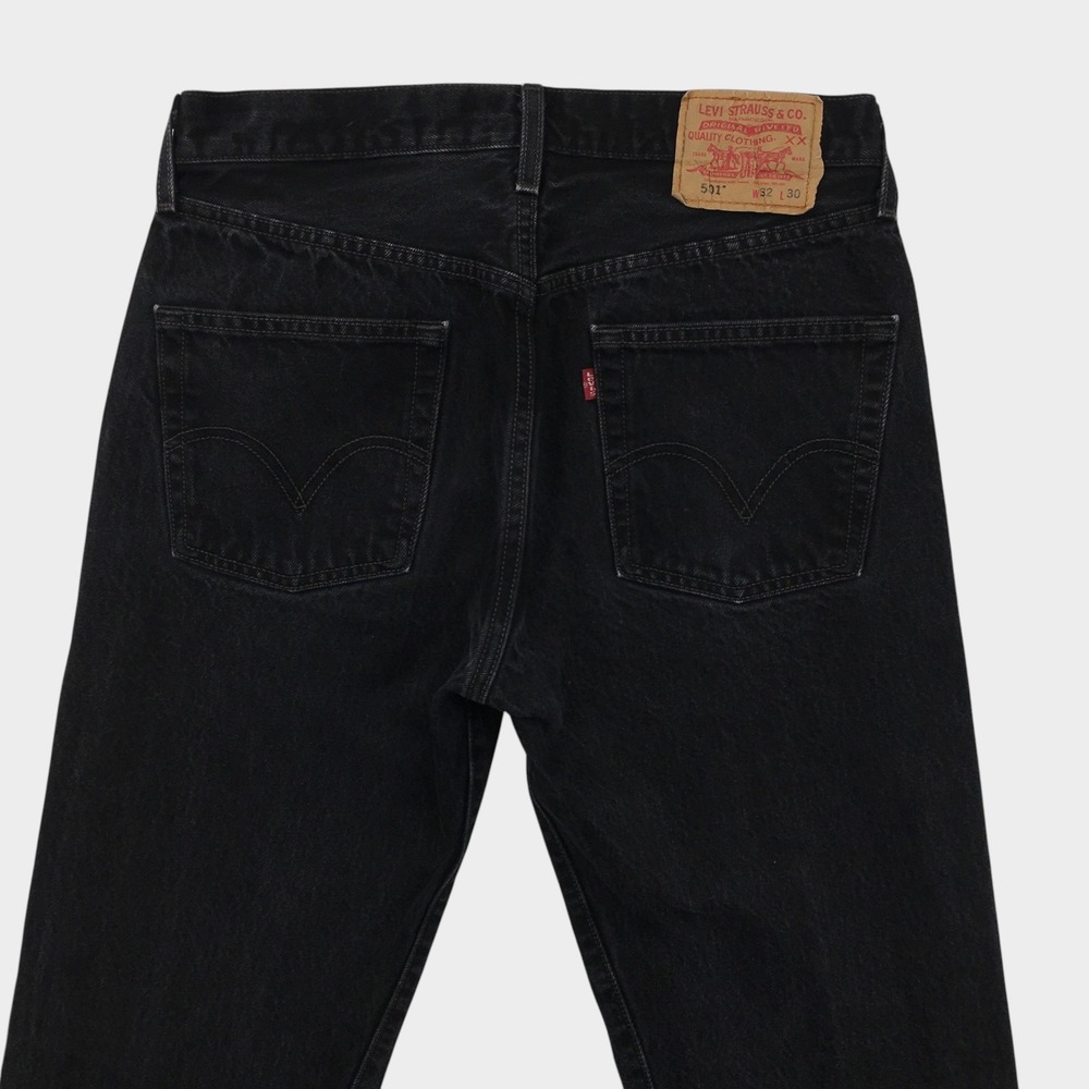 VINTAGE Levis 501 Original Fit Black Denim Jeans Mens 30x29 Button Fly Straight